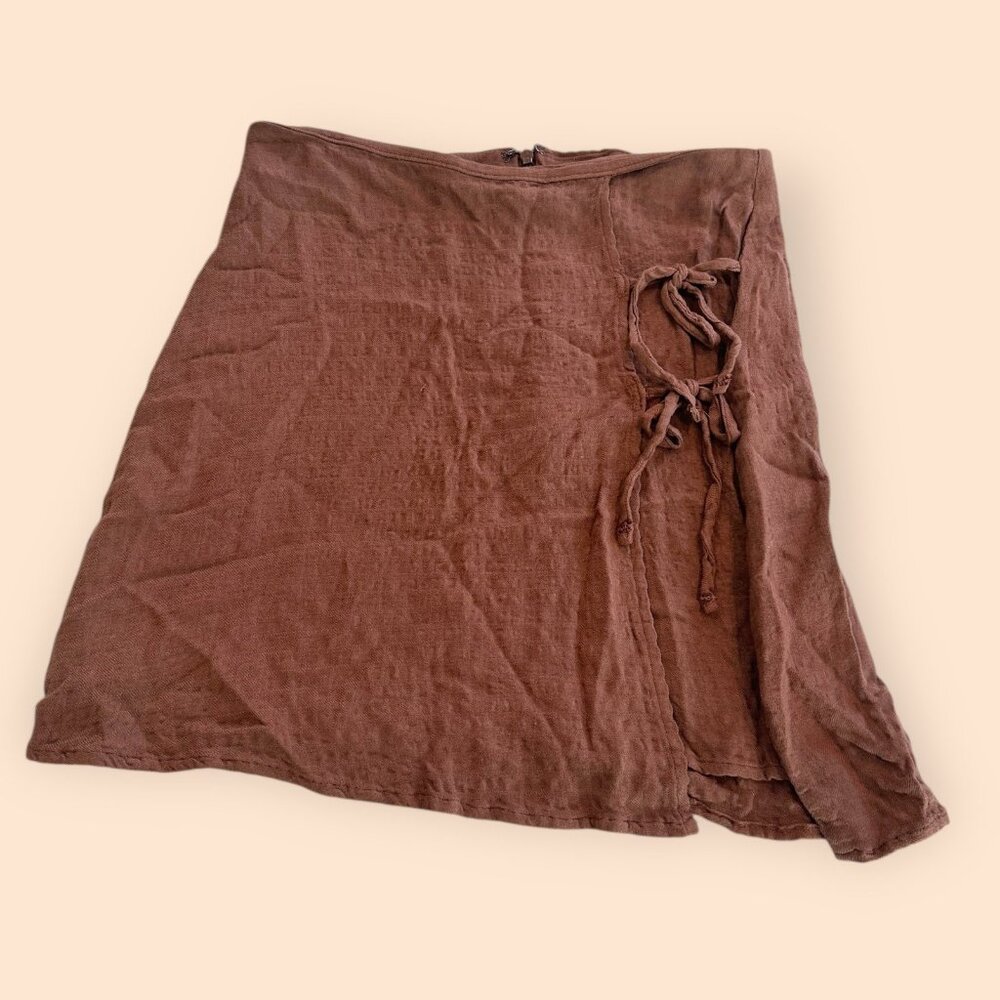 Wrap Mini Skirt Brown size small